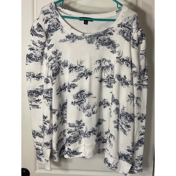INC International Concepts White & Blue Printed Sweatshirt 3X - Picture 1 of 8